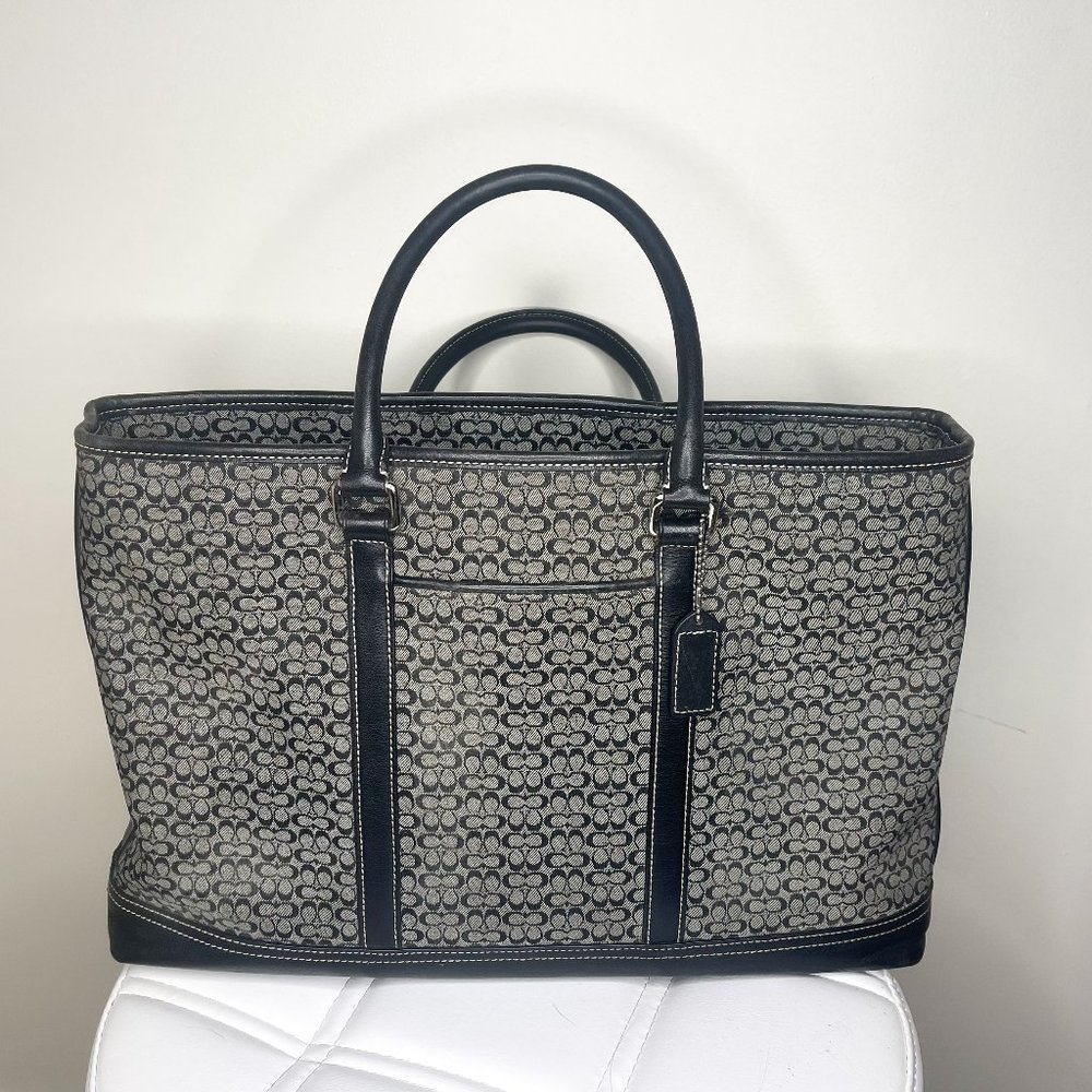Large COACH Jacquard & Leather Tote